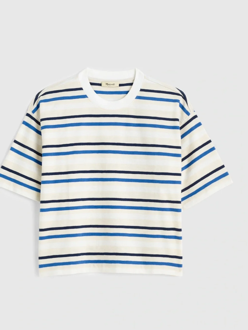 NWT Madewell The Easy Crewneck Short-Sleeve Tee, size M Variegated Slub Stripe